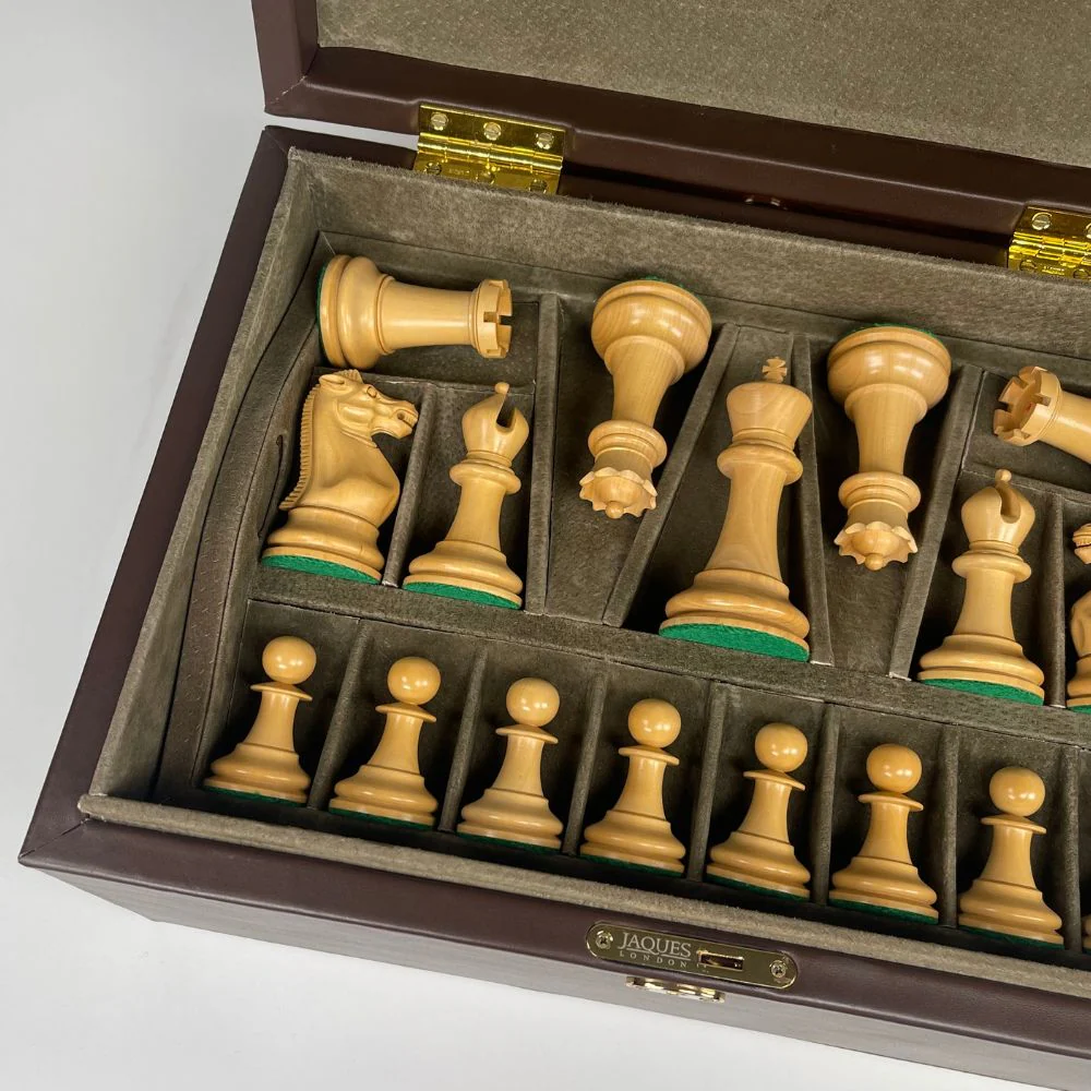 1855 Edition 4" Chess Pieces in Leather Casket - Image 4