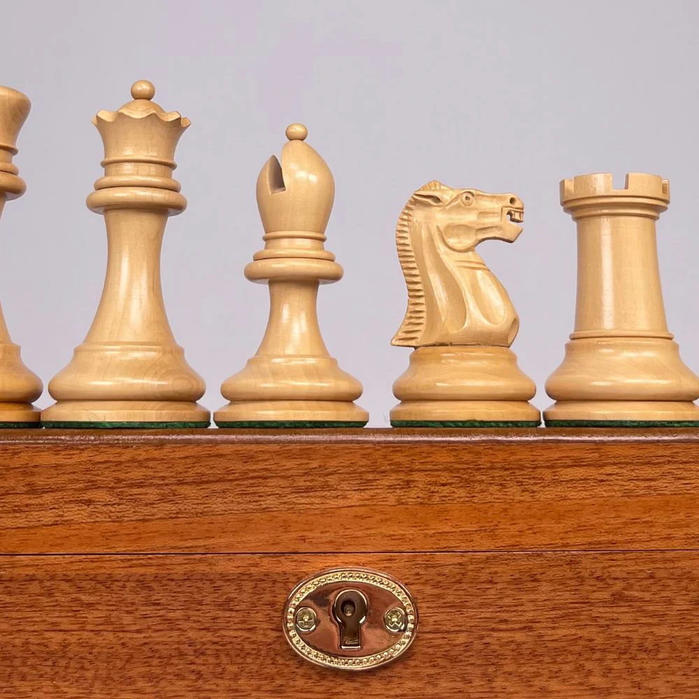 1890 Edition 3.5" Chess Pieces in Mahogany Box - Image 3
