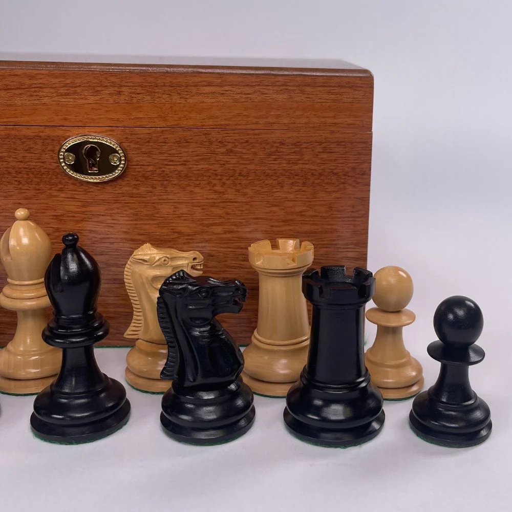 1890 Edition 3.5" Chess Pieces in Mahogany Box - Image 5