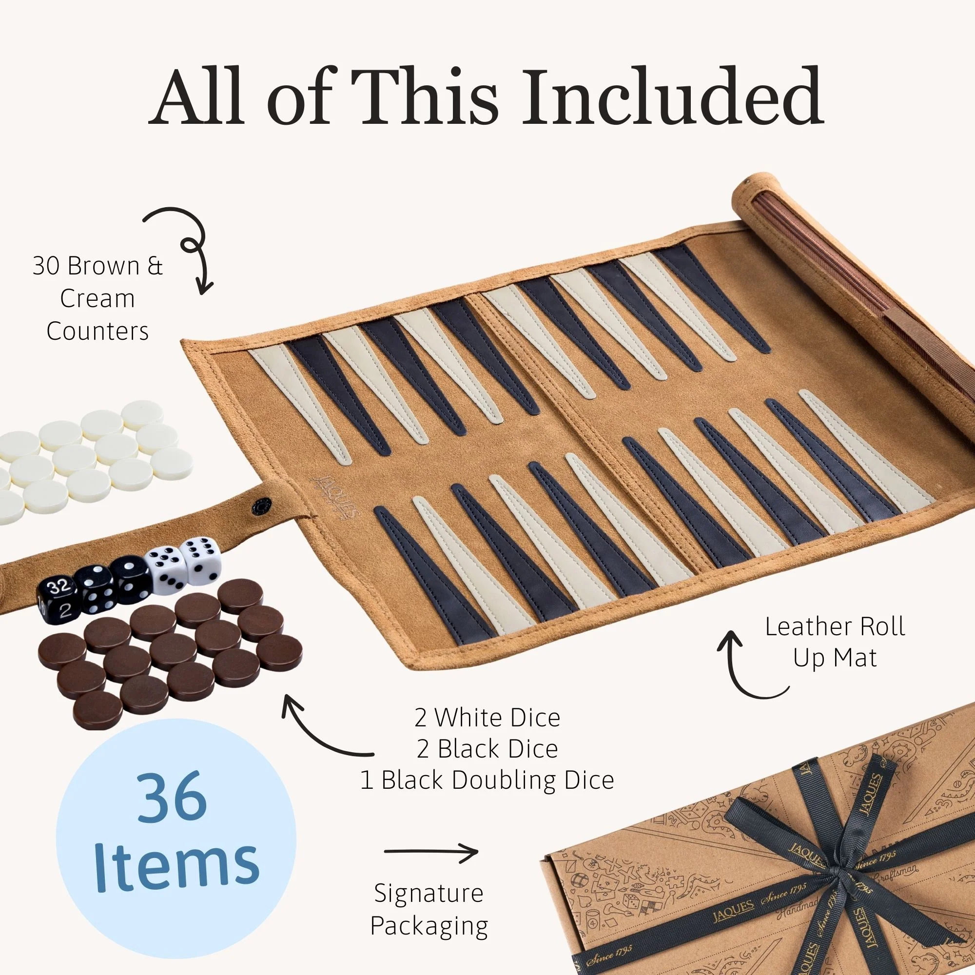 Travel Backgammon Set - Roll-up Leather Backgammon Board - Image 5