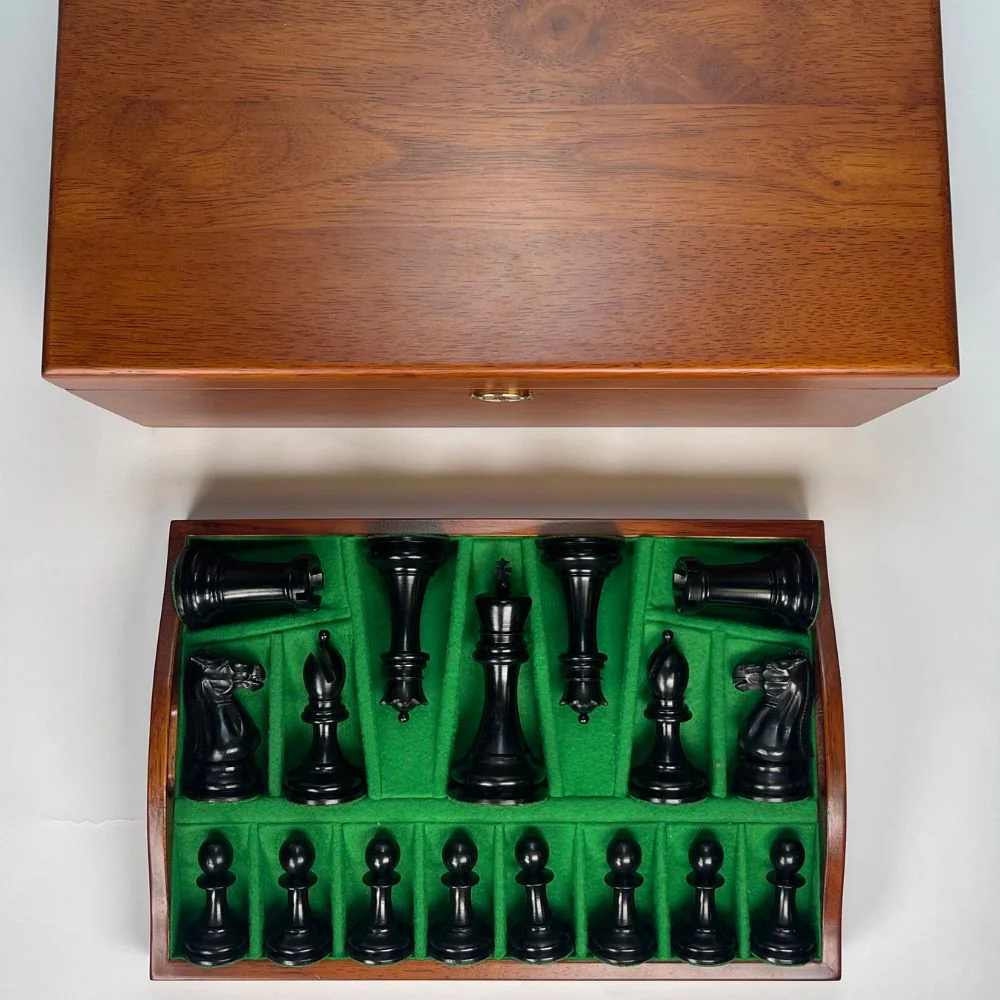 1890 Edition 4" Chess Pieces in Mahogany Casket - Image 5