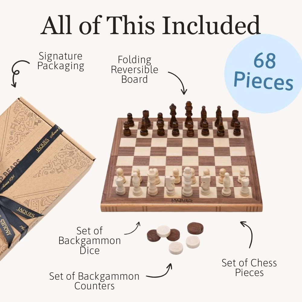Folding Chess Set - Chess Draughts & Backgammon Set - Image 5