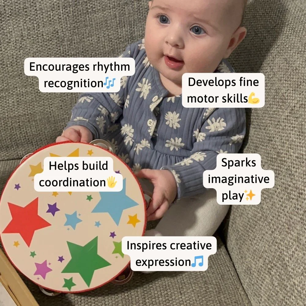 Kids Musical Instrument - Wooden Tambourine - Image 6