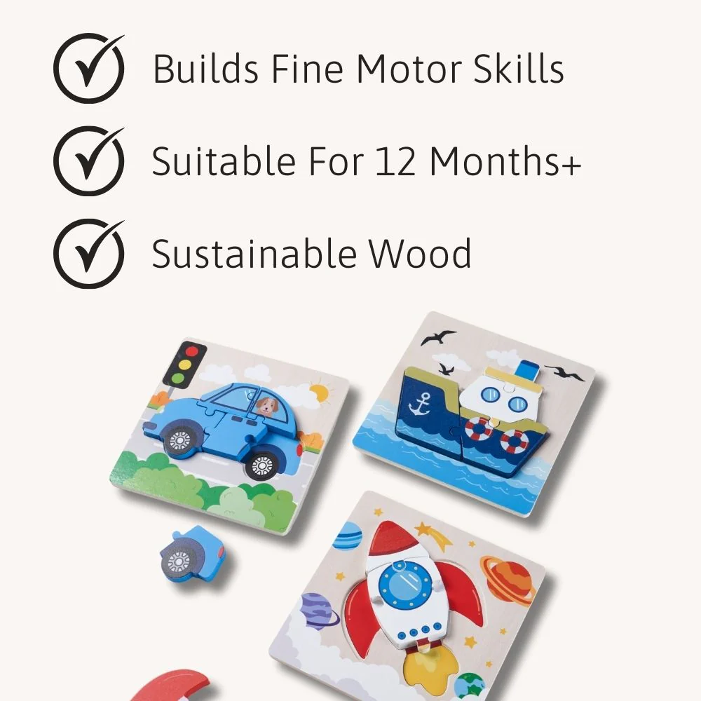 Wooden Car Jigsaw - Baby Transport Puzzle - Image 5